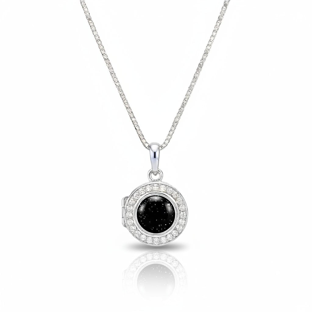 Dainty Round Crystal Halo Memorial Locket - Nicky Robin Memorial Jewellery