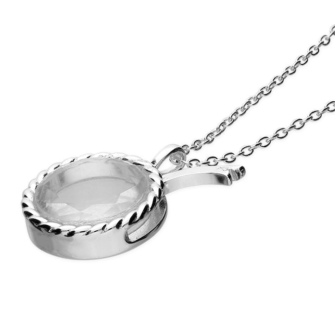 Dainty Round Faceted Glass Memorial Locket with Floating Ashes Charm - Nicky Robin Memorial Jewellery