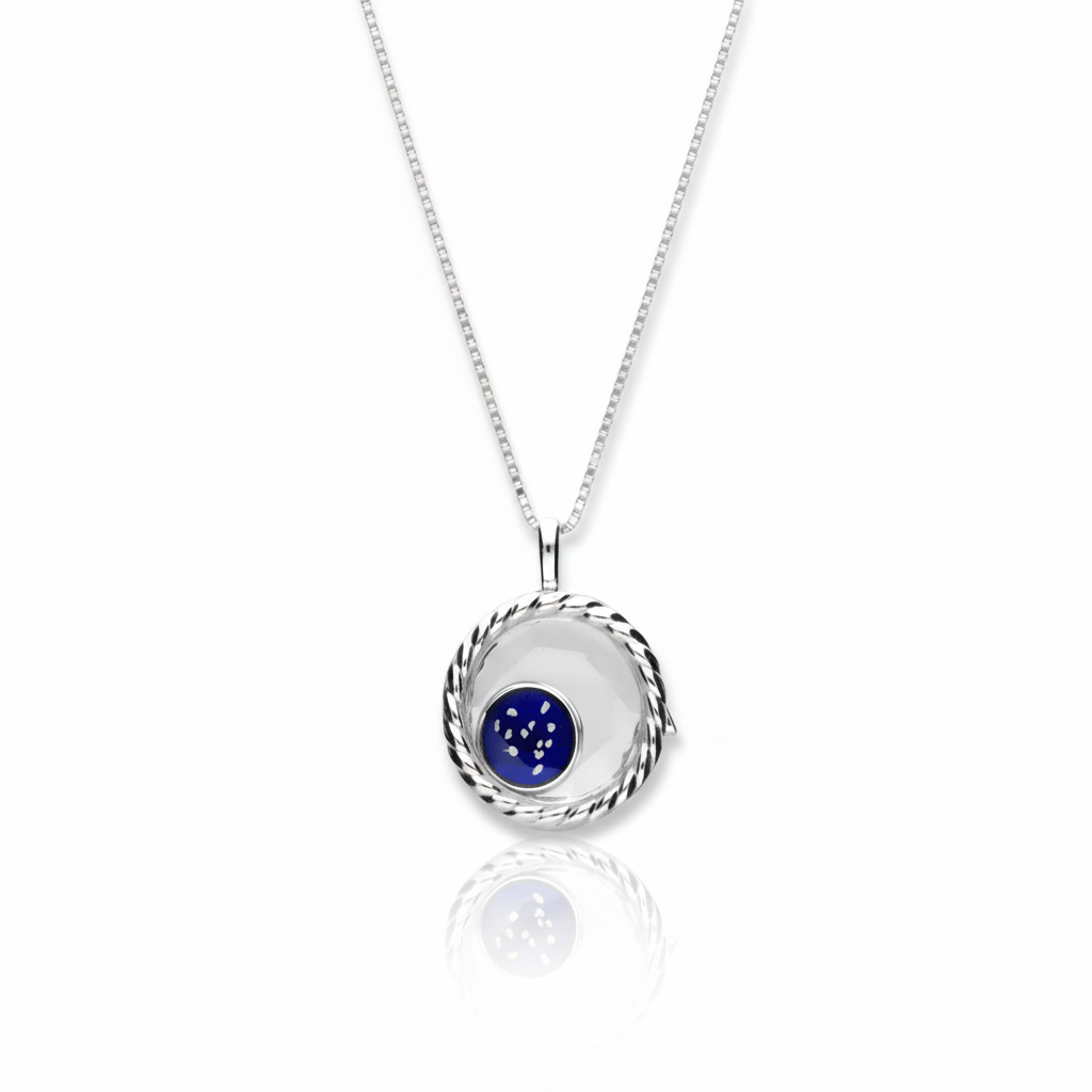 Dainty Round Faceted Glass Memorial Locket with Floating Ashes Charm - Nicky Robin Memorial Jewellery