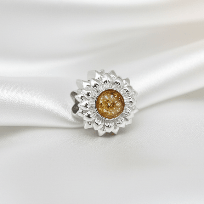 Dainty Sunflower Memorial Ashes Charm - Nicky Robin Memorial Jewellery