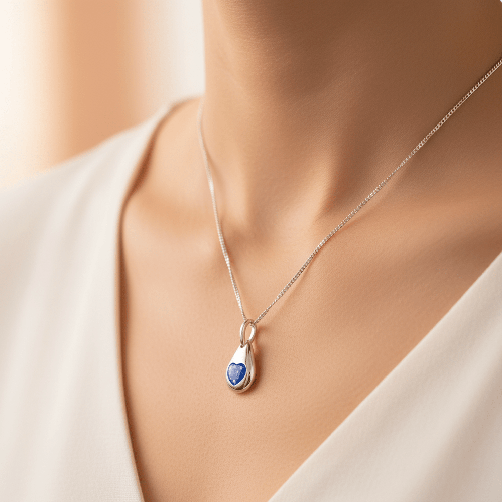 Dainty Teardrop Heart Memorial Necklace - Nicky Robin Memorial Jewellery