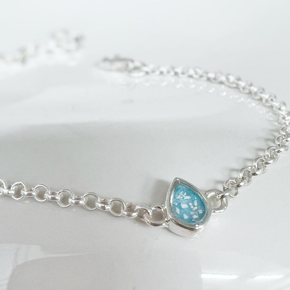 Dainty Teardrop Memorial Ashes Bracelet - Nicky Robin Memorial Jewellery