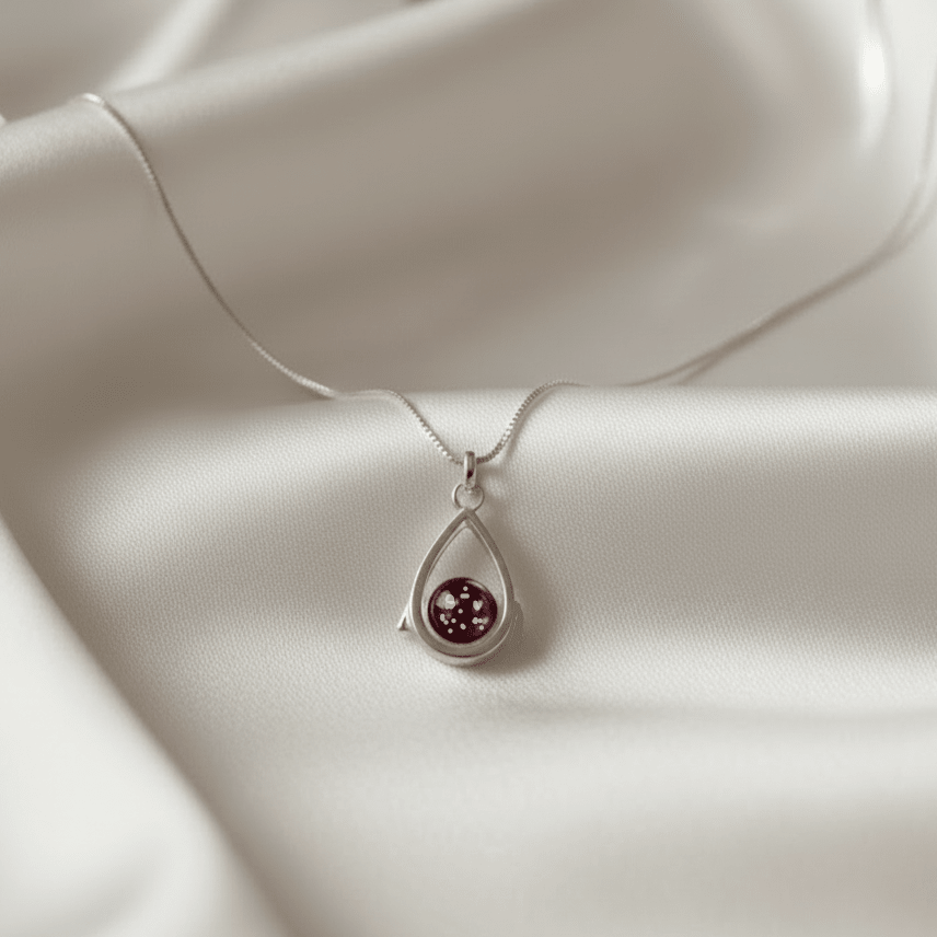 Dainty Teardrop Memorial Glass Locket with Floating Ashes Charm - Nicky Robin Memorial Jewellery