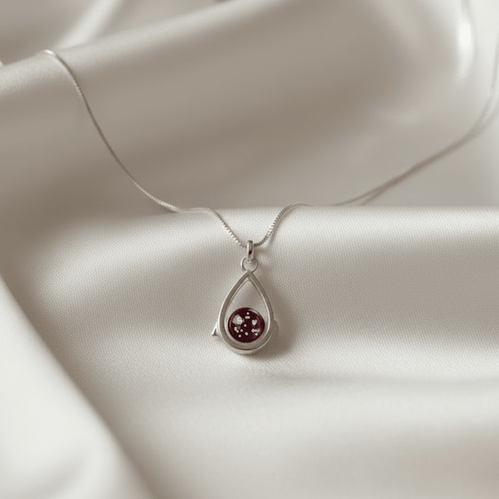 Dainty Teardrop Memorial Glass Locket with Floating Ashes Charm - Nicky Robin Memorial Jewellery