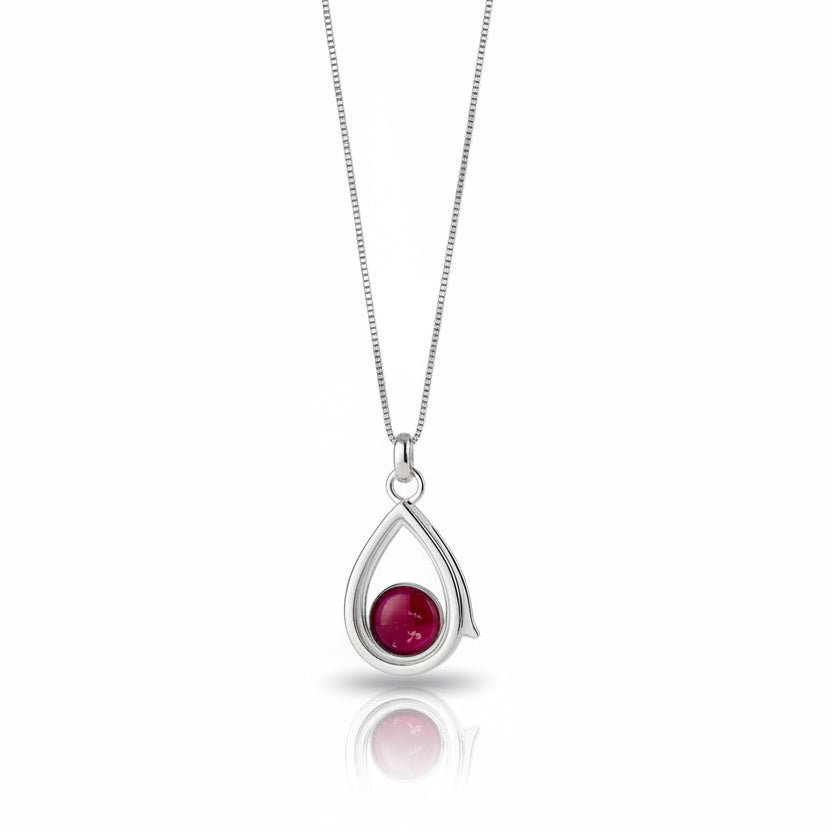 Dainty Teardrop Memorial Glass Locket with Floating Ashes Charm - Nicky Robin Memorial Jewellery