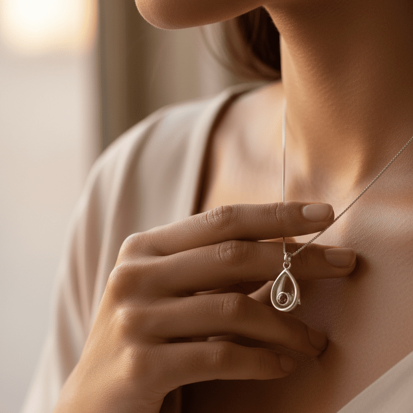 Dainty Teardrop Memorial Glass Locket with Floating Ashes Charm - Nicky Robin Memorial Jewellery