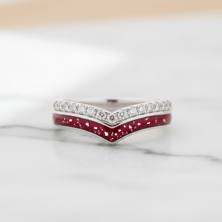 Double Wishbone Memorial Ashes Ring with Crystals - Nicky Robin Memorial Jewellery