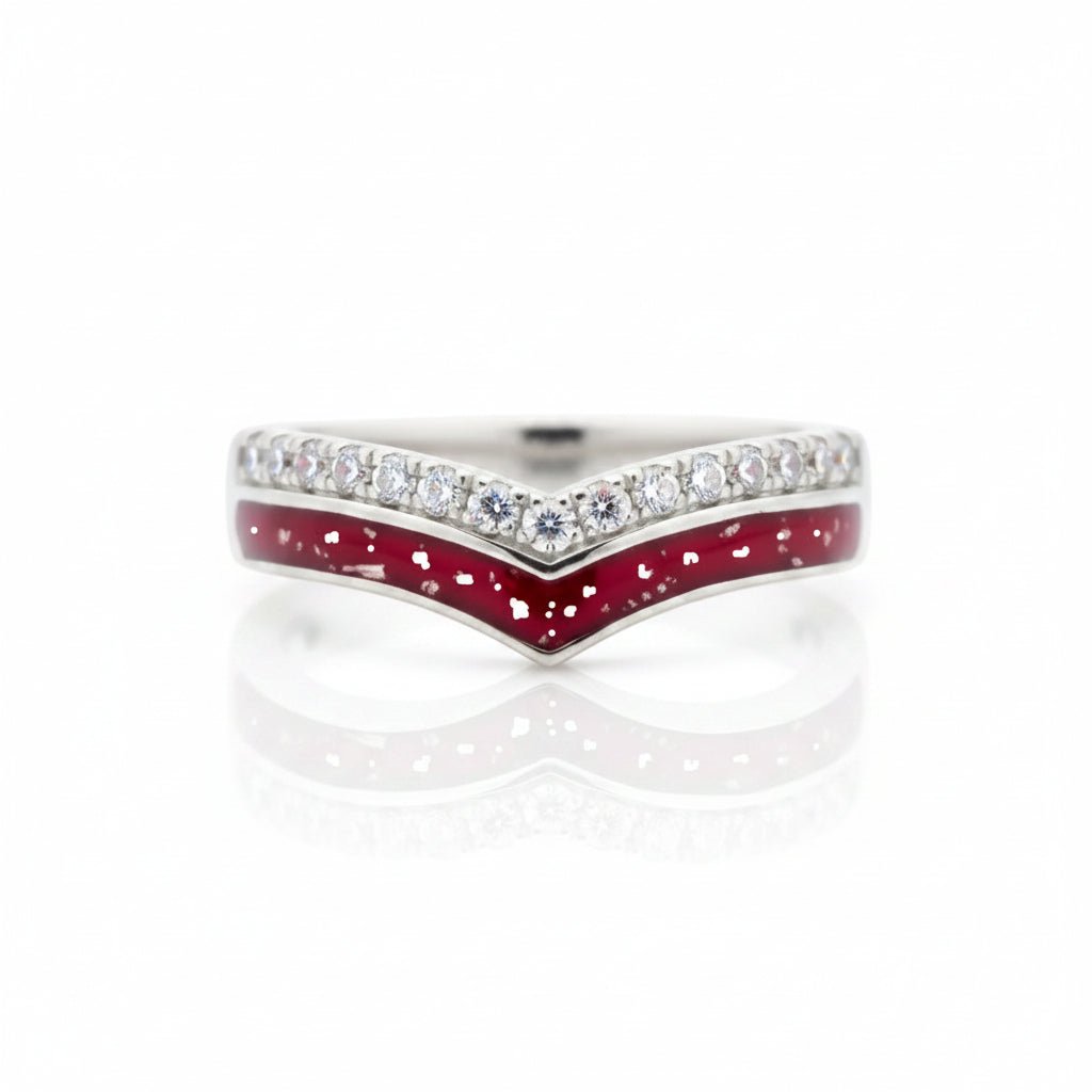 Double Wishbone Memorial Ashes Ring with Crystals - Nicky Robin Memorial Jewellery