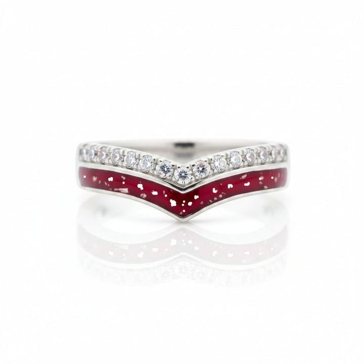 Double Wishbone Memorial Ashes Ring with Crystals - Nicky Robin Memorial Jewellery