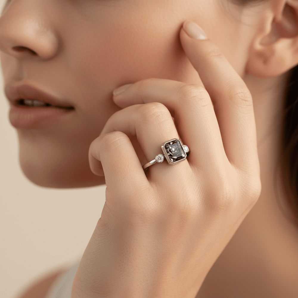 Emerald Design Crystal Ashes Ring - Nicky Robin Memorial Jewellery