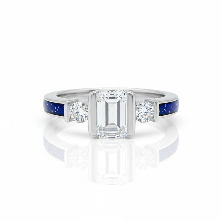 Emerald Solitaire Triple CZ Ashes Ring - Nicky Robin Memorial Jewellery