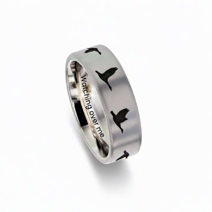 Eternal Ashes Flying High Titanium Memorial Ring - Nicky Robin Memorial Jewellery