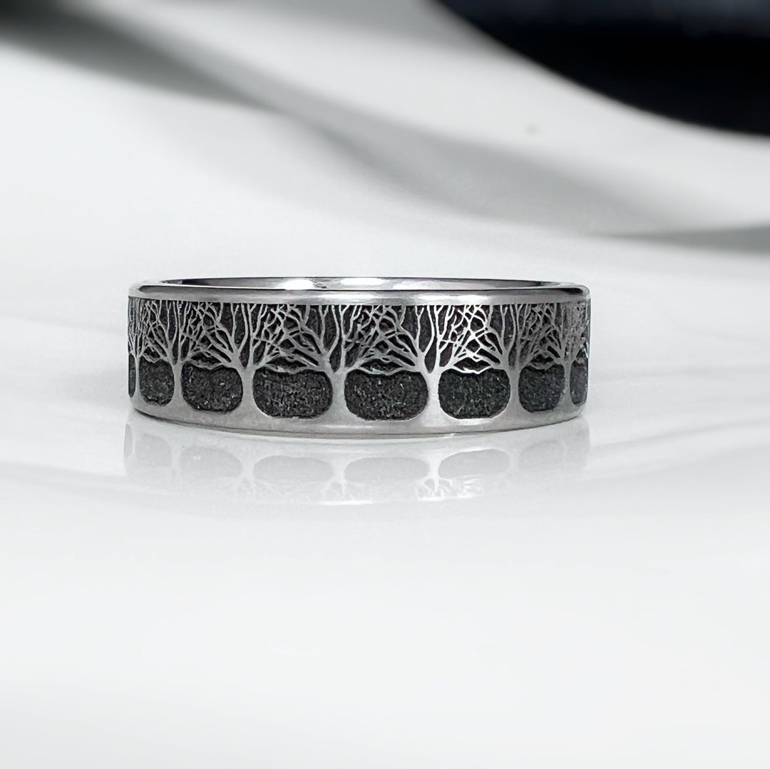 Eternal Ashes Tree of Life Titanium Memorial Ring