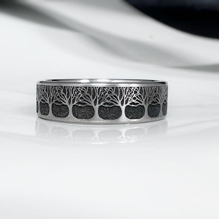 Eternal Ashes Tree of Life Titanium Memorial Ring - Nicky Robin Memorial Jewellery