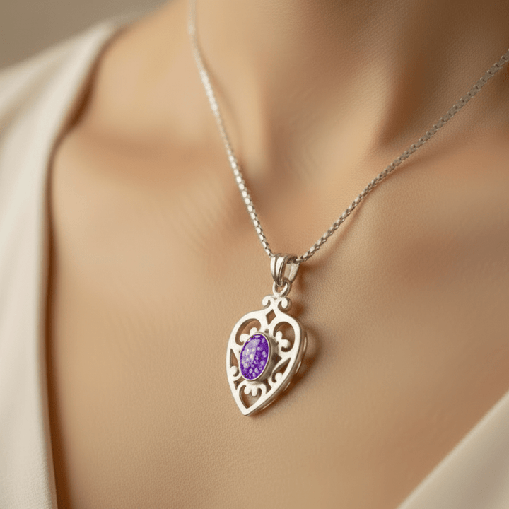 Fancy Heart Memorial Ashes Necklace - Nicky Robin Memorial Jewellery