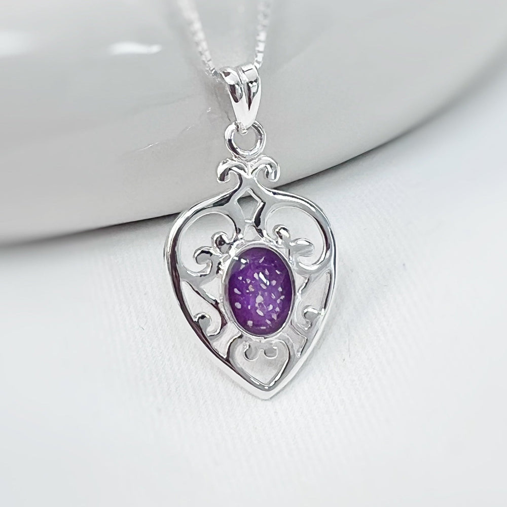 Fancy Heart Memorial Ashes Necklace - Nicky Robin Memorial Jewellery