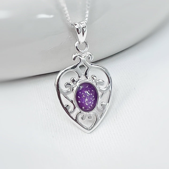 Fancy Heart Memorial Ashes Necklace - Nicky Robin Memorial Jewellery