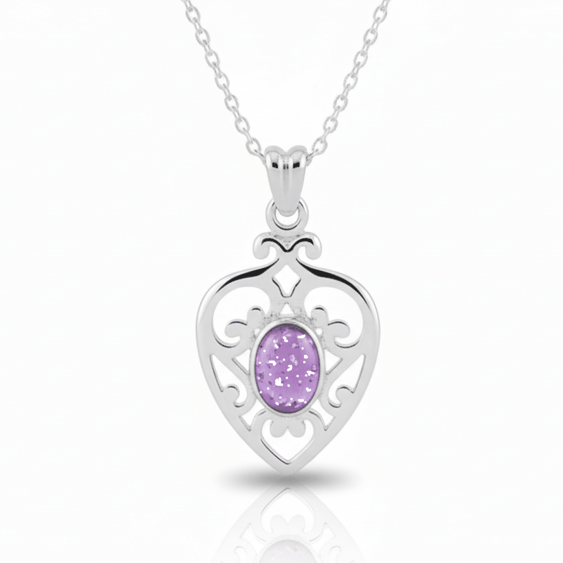 Fancy Heart Memorial Ashes Necklace - Nicky Robin Memorial Jewellery