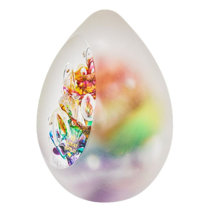 Frosted Oval Ashes Glass Paperweight with Inner Design - Nicky Robin Memorial Jewellery