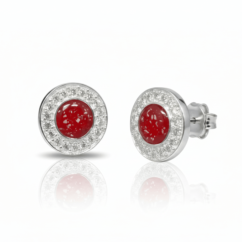 Halo Cubic Zirconia (CZ) Round Ashes Earrings - Nicky Robin Memorial Jewellery