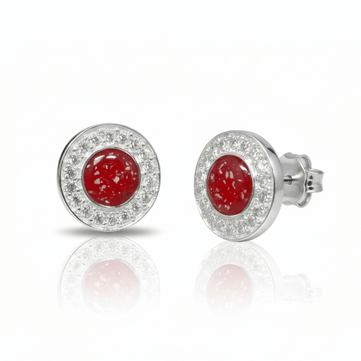 Halo Cubic Zirconia (CZ) Round Ashes Earrings - Nicky Robin Memorial Jewellery