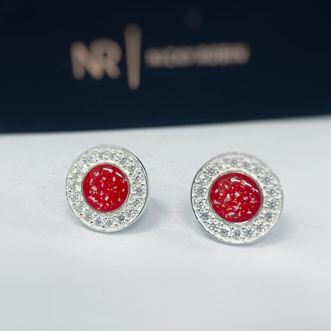 Halo Cubic Zirconia (CZ) Round Ashes Earrings - Nicky Robin Memorial Jewellery