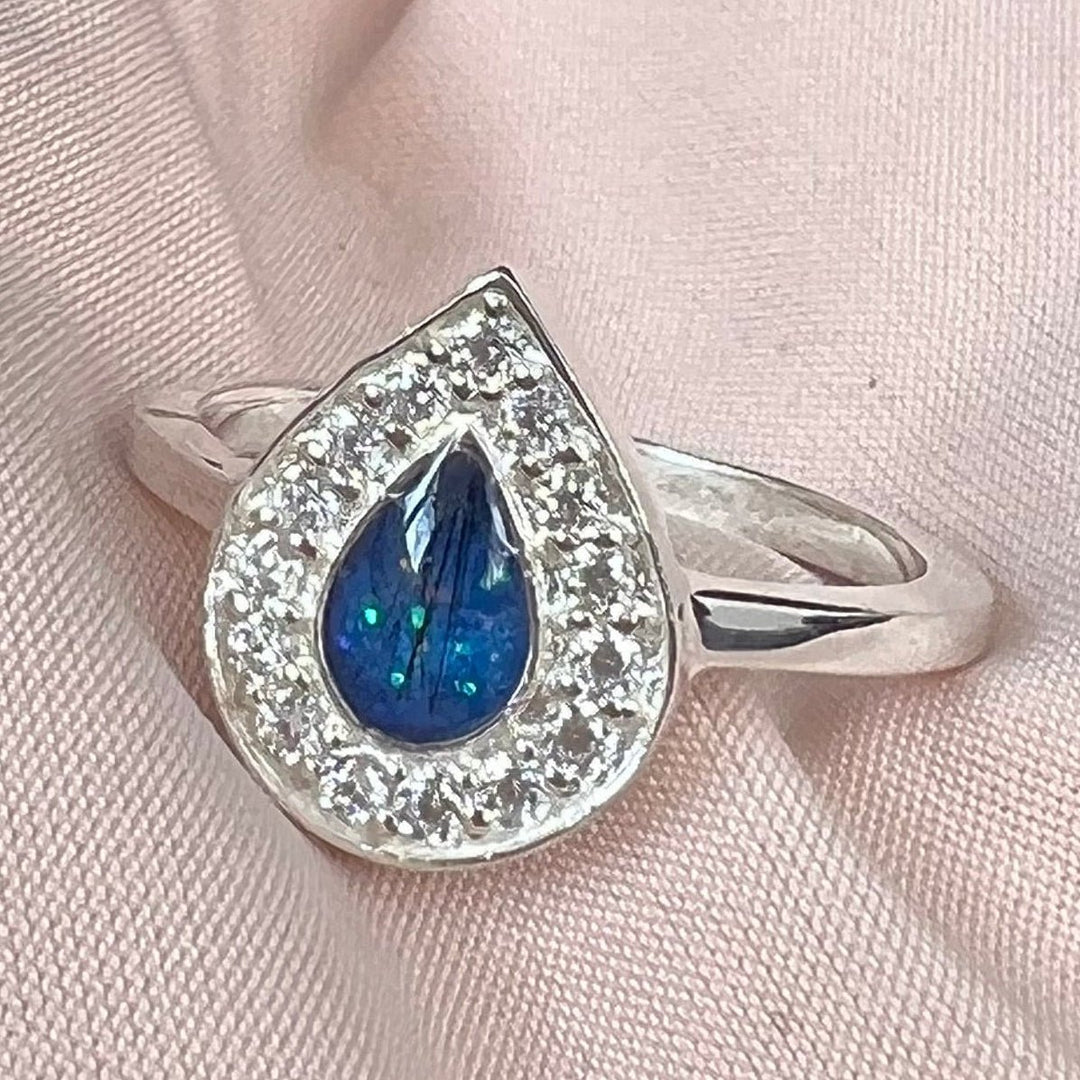 Halo Cubic Zirconia (CZ) Teardrop Ashes Ring - Nicky Robin Memorial Jewellery