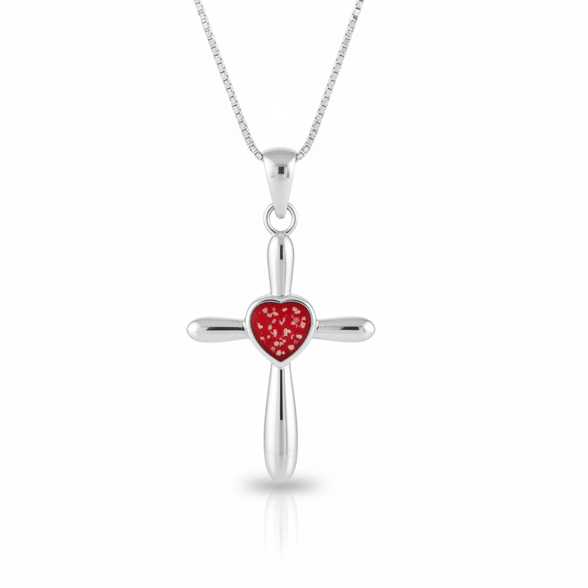 Heart Cross Memorial Ashes Necklace - Nicky Robin Memorial Jewellery