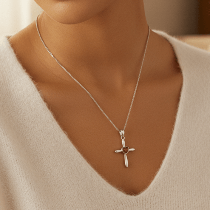 Heart Cross Memorial Ashes Necklace - Nicky Robin Memorial Jewellery