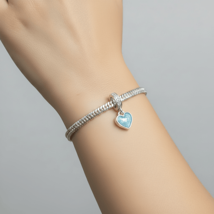 Heart Memorial Dangle Charm with Crystals - Nicky Robin Memorial Jewellery