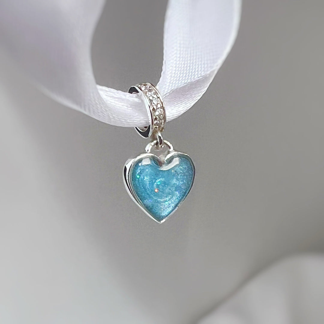 Heart Memorial Dangle Charm with Crystals - Nicky Robin Memorial Jewellery