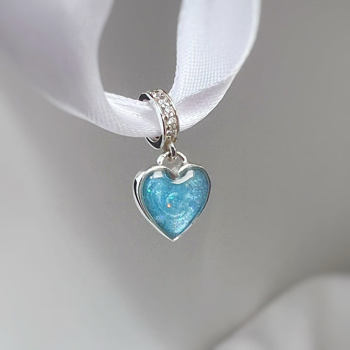 Heart Memorial Dangle Charm with Crystals - Nicky Robin Memorial Jewellery