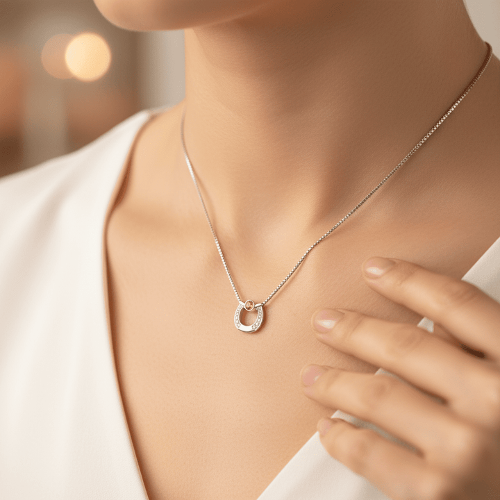 Horseshoe Ashes Necklace with Crystals - Nicky Robin Memorial Jewellery