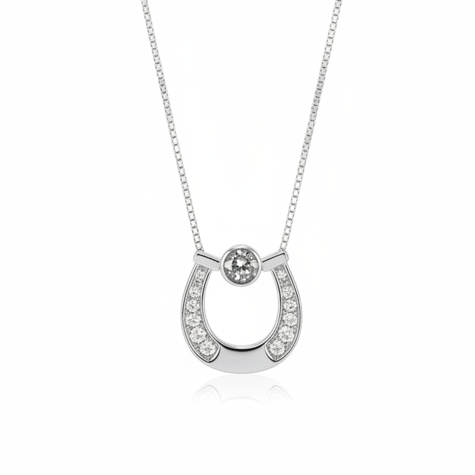 Horseshoe Ashes Necklace with Crystals - Nicky Robin Memorial Jewellery