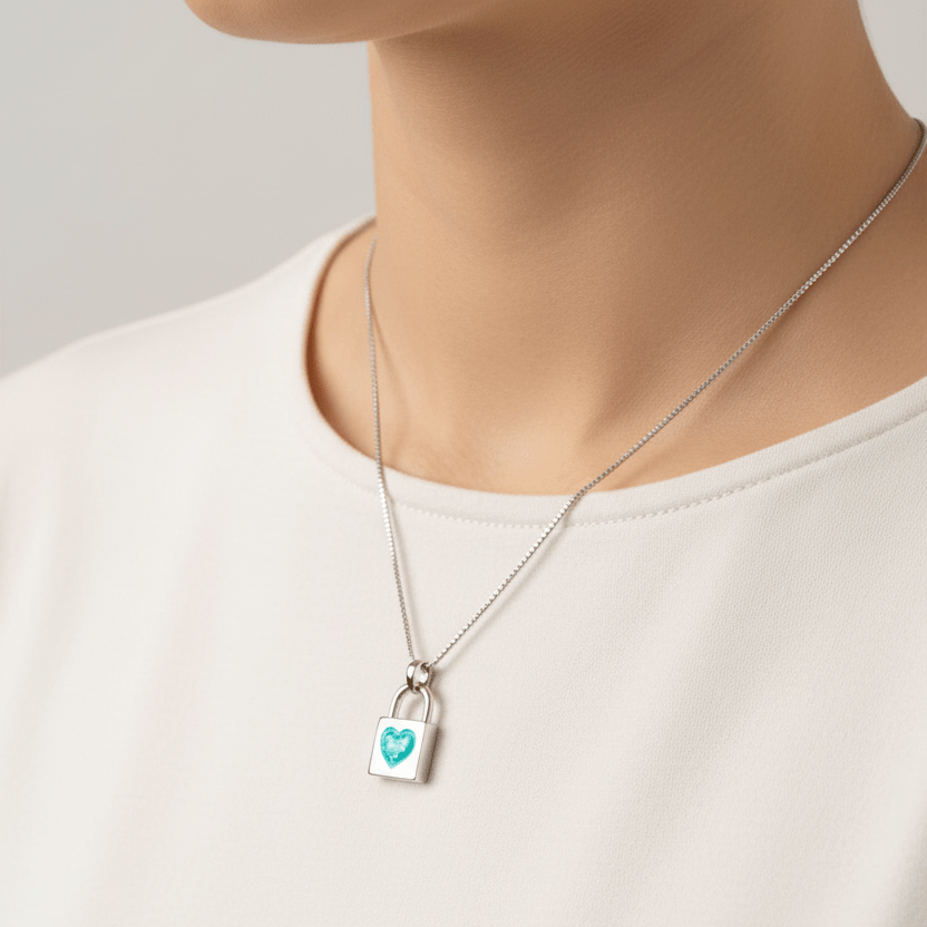 Locked In My Heart Memorial Ashes Necklace - Nicky Robin Memorial Jewellery