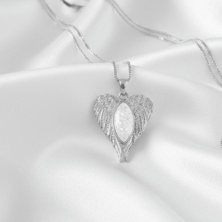 Marquise Angel Wings Memorial Ashes Necklace - Nicky Robin Memorial Jewellery