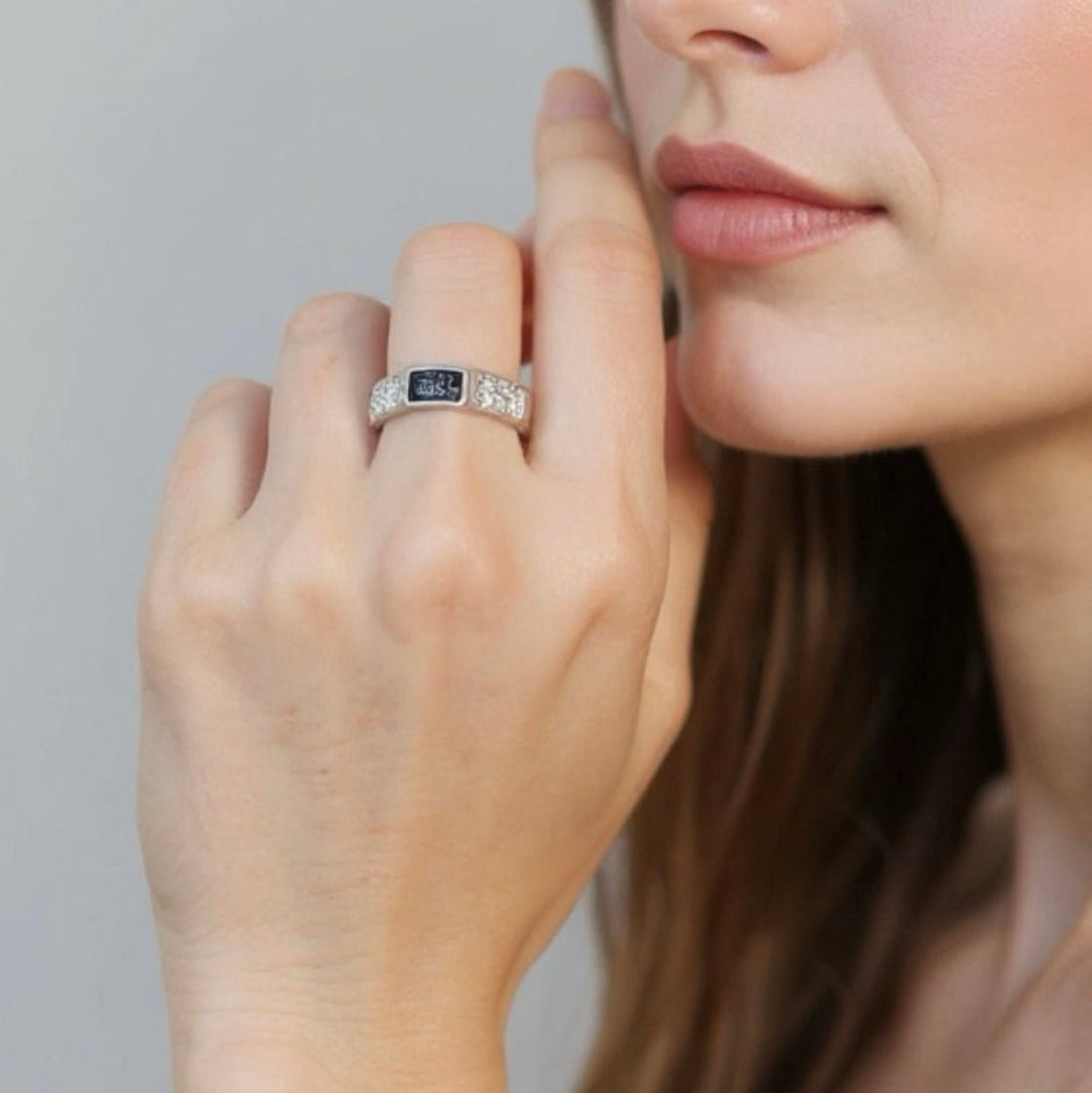 Memorial Ring Band with Sparkling Crystals - Nicky Robin Memorial Jewellery