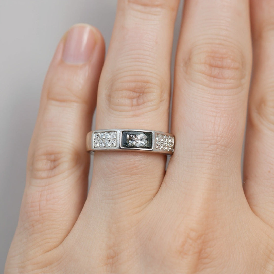 Memorial Ring Band with Sparkling Crystals - Nicky Robin Memorial Jewellery