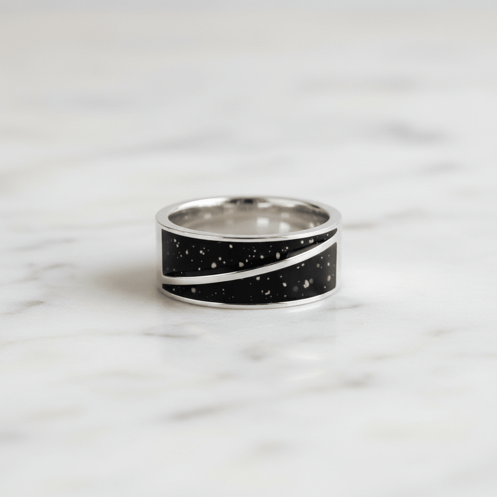 Mens Double Channel Memorial Ashes Ring - Nicky Robin Memorial Jewellery