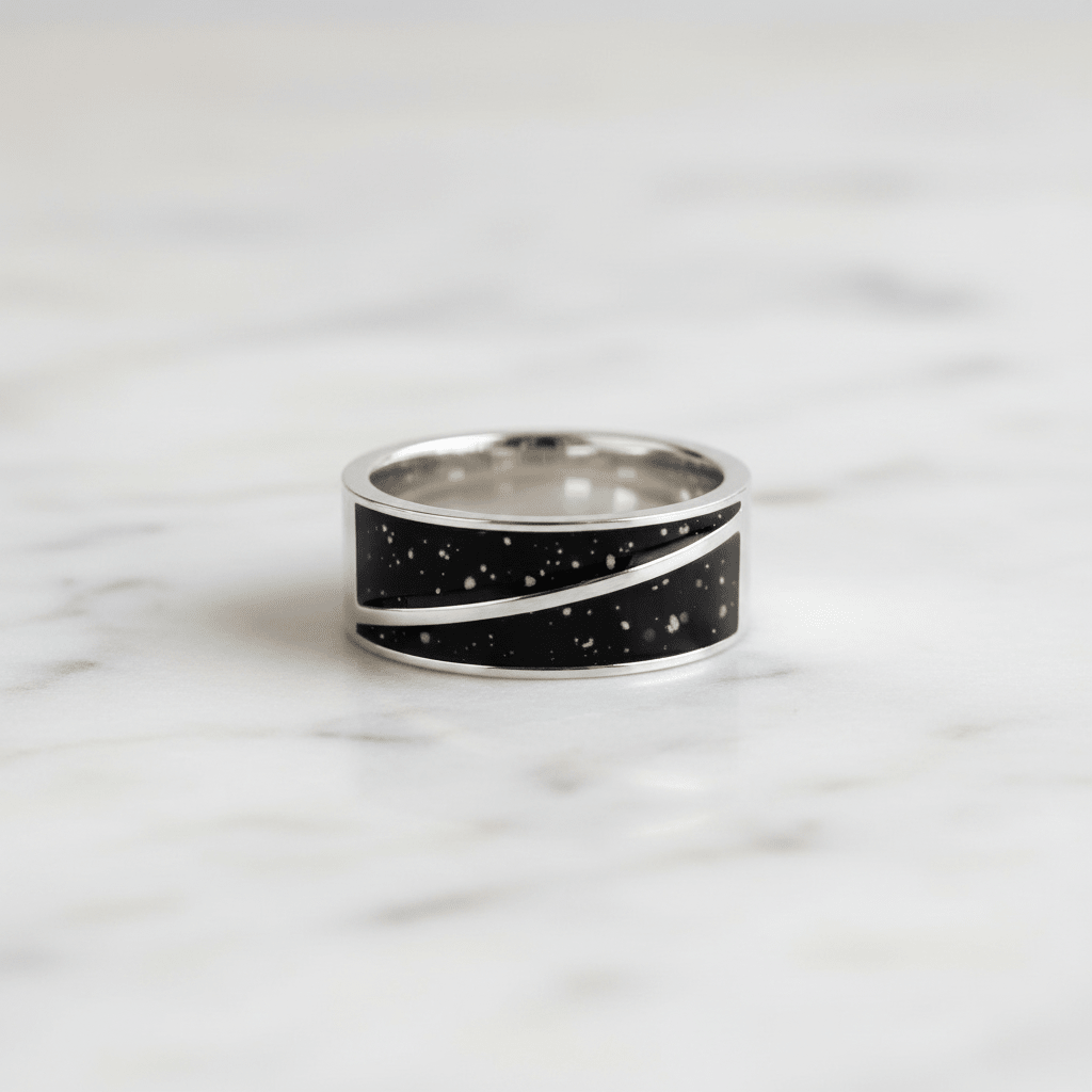 Mens Double Channel Memorial Ashes Ring - Nicky Robin Memorial Jewellery