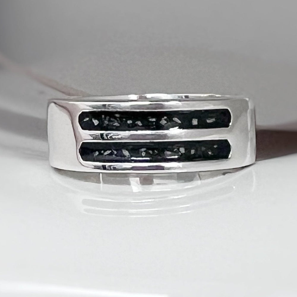 Mens Double Channel Memorial Ring - Nicky Robin Memorial Jewellery