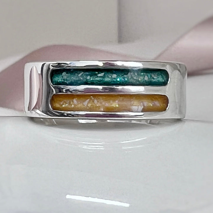 Mens Double Channel Memorial Ring - Nicky Robin Memorial Jewellery
