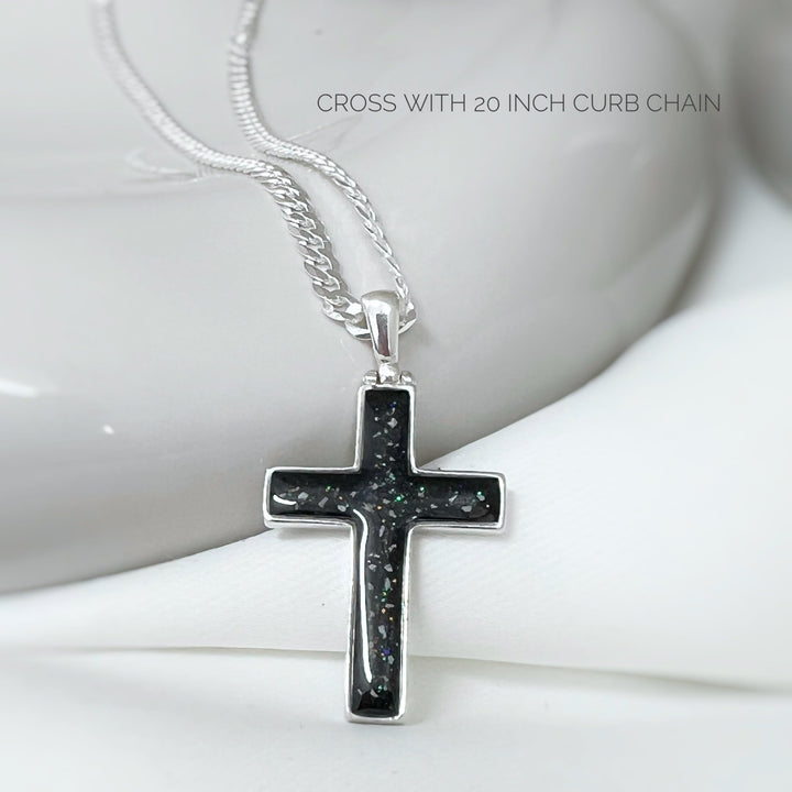 Mens Open Cross Memorial Ashes Necklace - Nicky Robin Memorial Jewellery