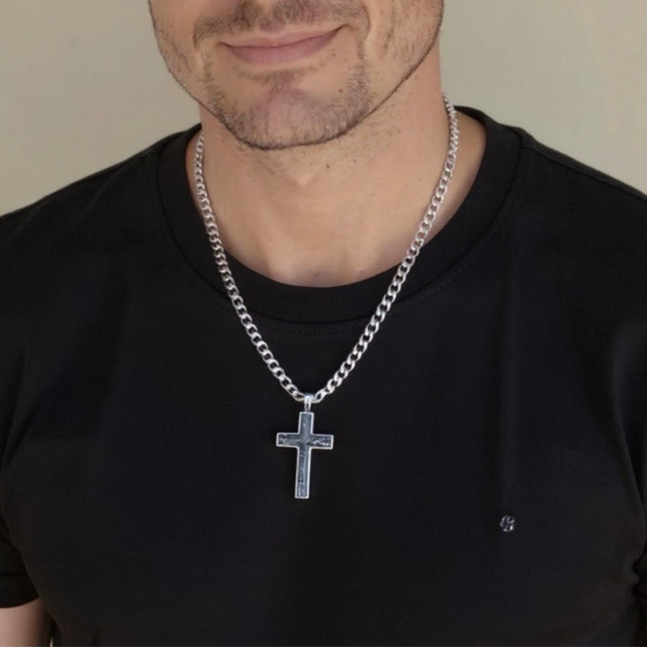 Mens Open Cross Memorial Ashes Necklace - Nicky Robin Memorial Jewellery