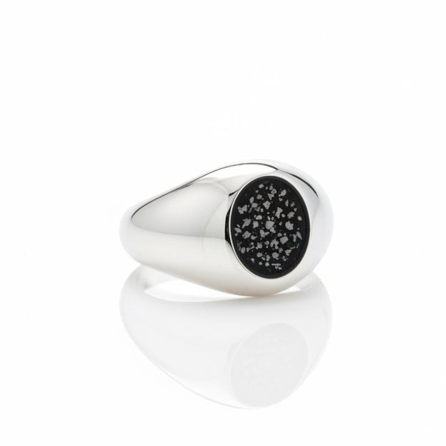Mens Oval Signet Memorial Ashes Ring - Nicky Robin Memorial Jewellery
