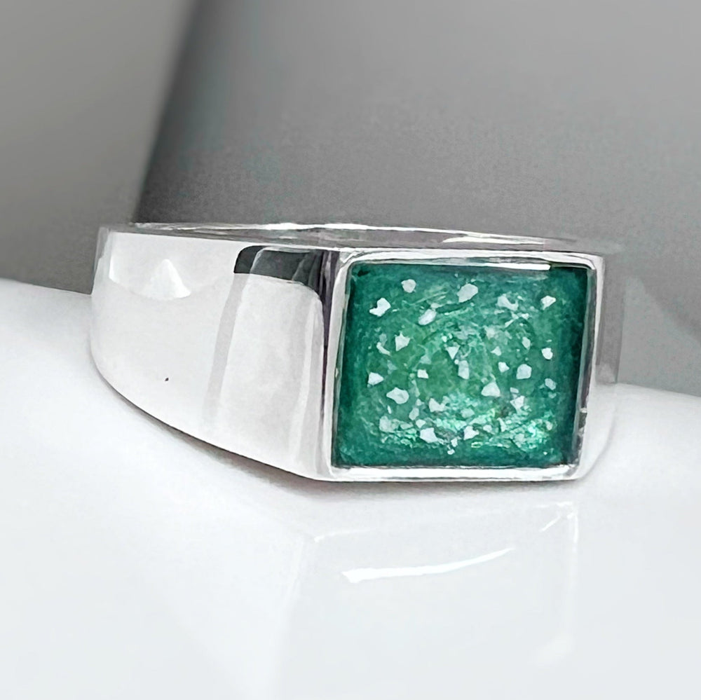 Mens Rectangle Signet Memorial Ring - Nicky Robin Memorial Jewellery