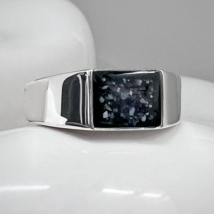 Mens Rectangle Signet Memorial Ring - Nicky Robin Memorial Jewellery
