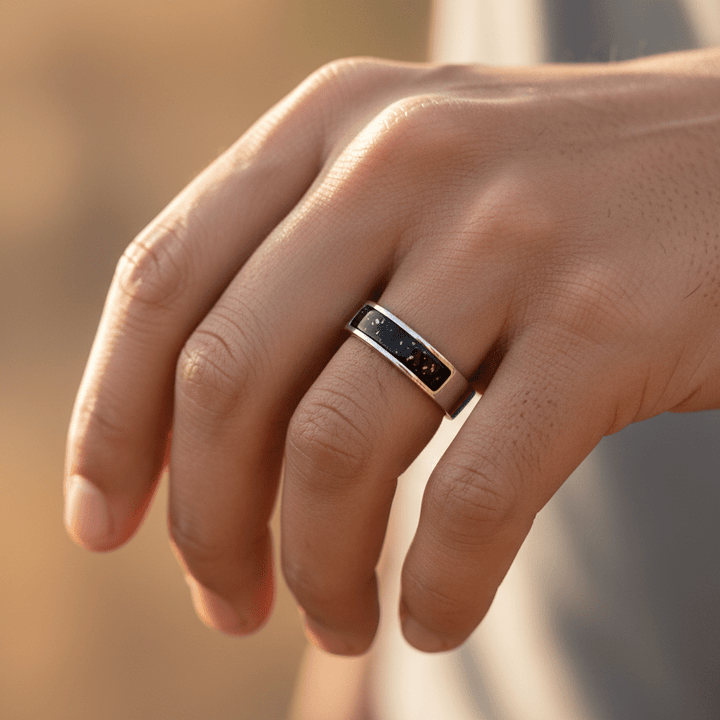 Mens Single Channel Memorial Ashes Ring Band - Nicky Robin Memorial Jewellery