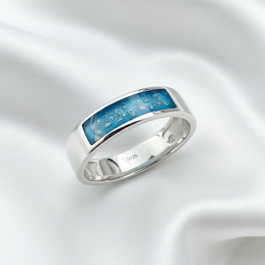 Mens Single Channel Memorial Ashes Ring Band - Nicky Robin Memorial Jewellery