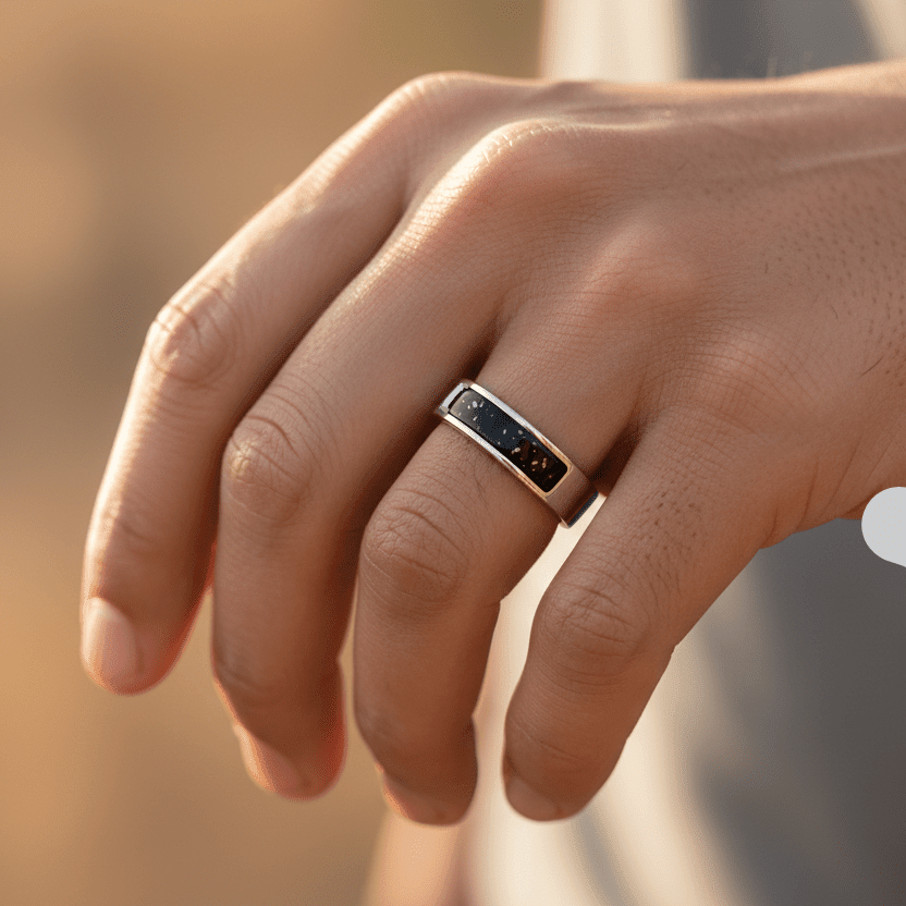 Mens Single Channel Memorial Ashes Ring Band - Nicky Robin Memorial Jewellery